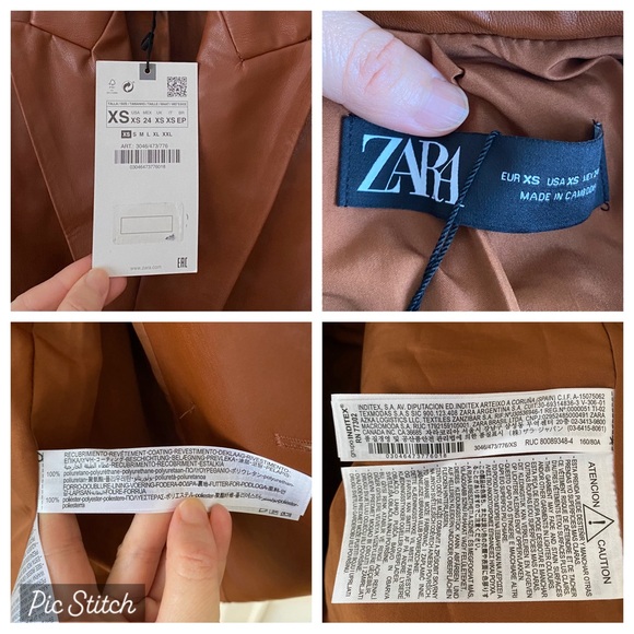 NWT Zara Brown Faux Vegan Leather Oversized Jacket Bloggers' Favorite size XS - Picture 16 of 16